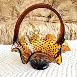 Vintage Glass Ruffled Basket